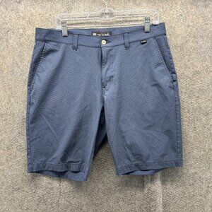 Travis Mathew Shorts Mens 34 Blue Chino Golf Flat Front Casual Summer Pockets